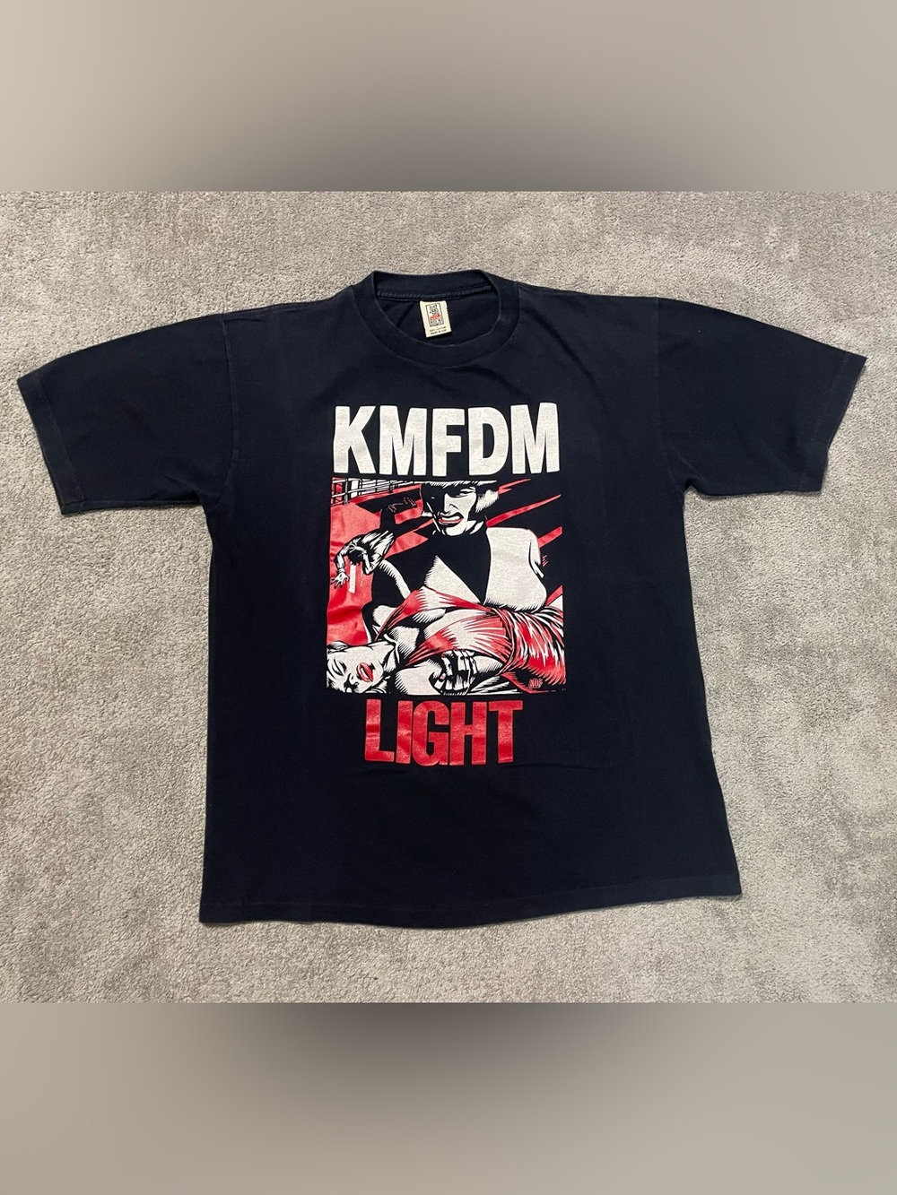 Vintage 90s KMFDM Light Band T Shirt Mens L Single Stitch Made USA Industrial